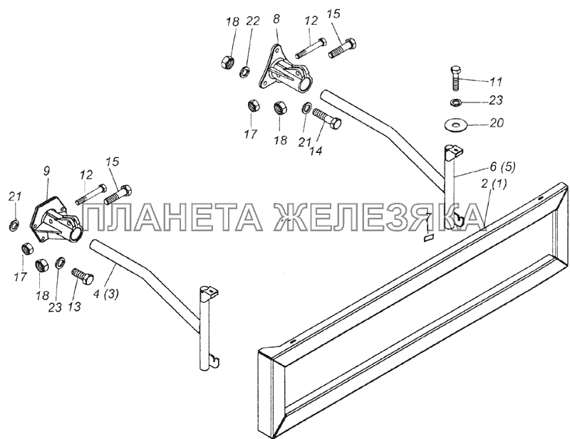 6520-8410003 Установка боковой защиты КамАЗ-6522 (Euro-2, 3)